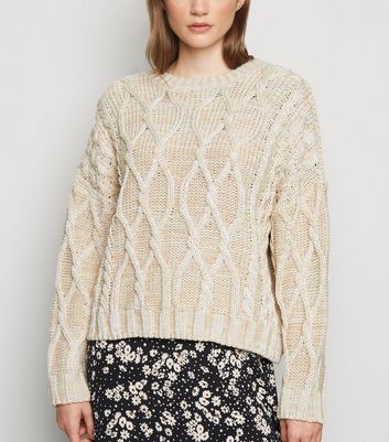 stone cable knit jumper