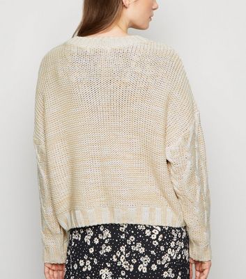 stone cable knit jumper