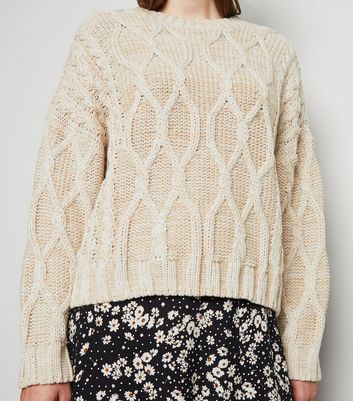 stone cable knit jumper