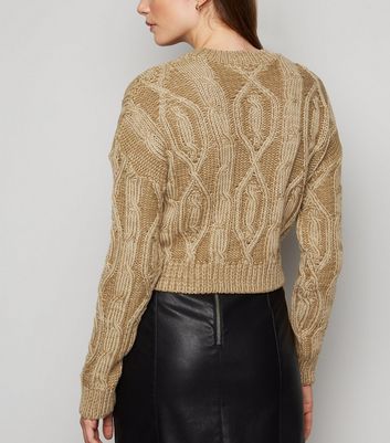 Image of Carpe Diem Camel Cable Knit Jumper New Look