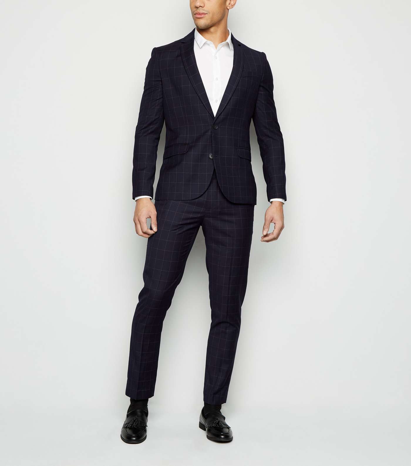 Navy Grid Check Suit Jacket Image 2