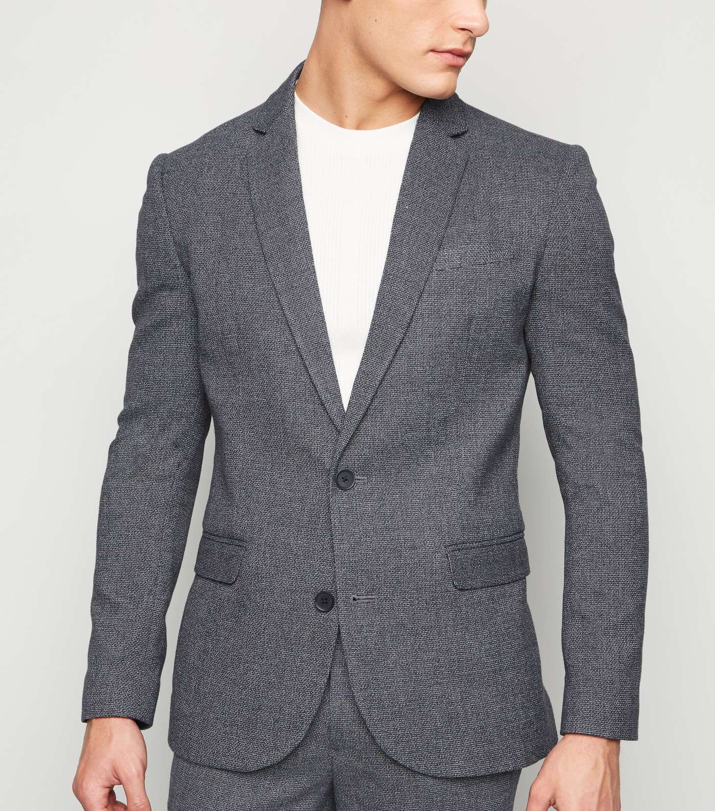 Grey Textured Suit Jacket