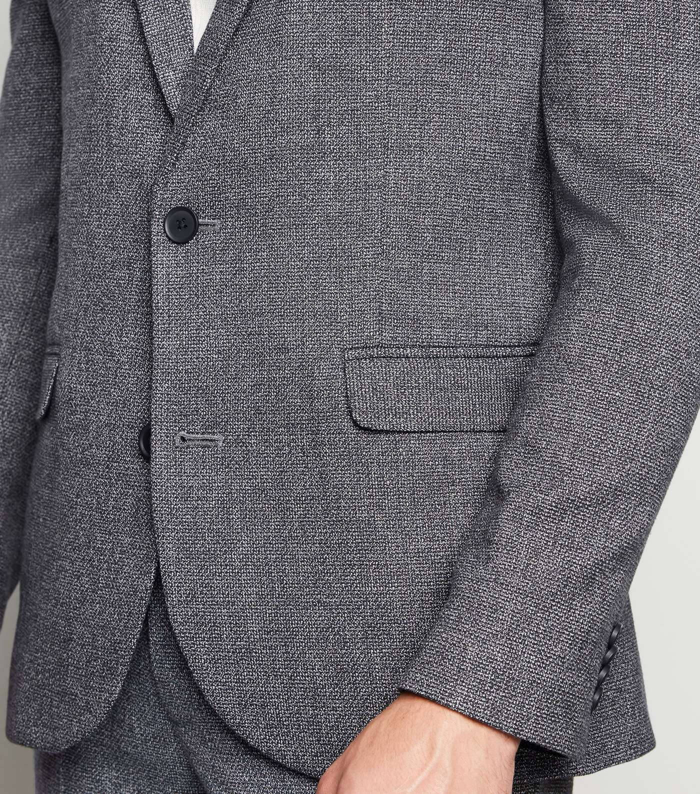 Grey Textured Suit Jacket Image 5