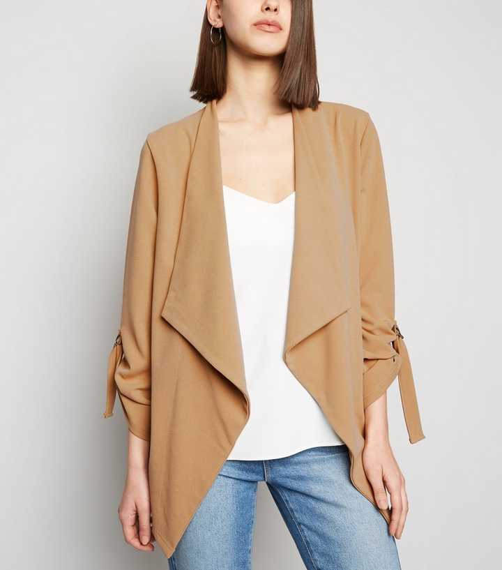 Camel Jersey Waterfall Blazer