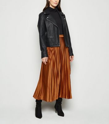leather pleated skirt new look
