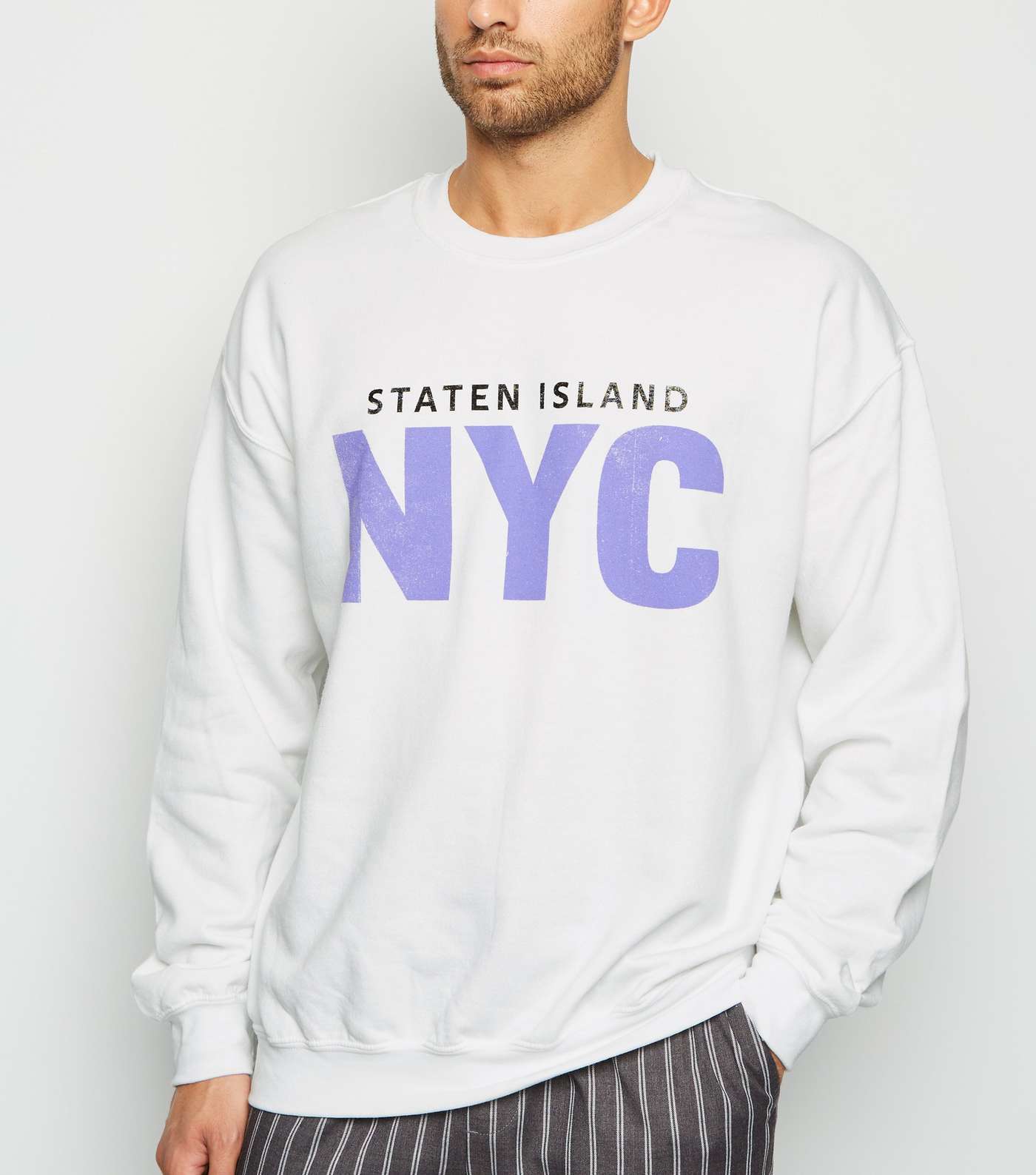 White Staten Island NYC Slogan Sweatshirt