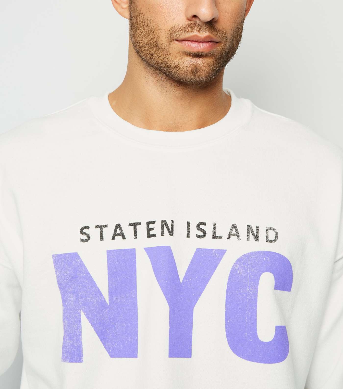 White Staten Island NYC Slogan Sweatshirt Image 5