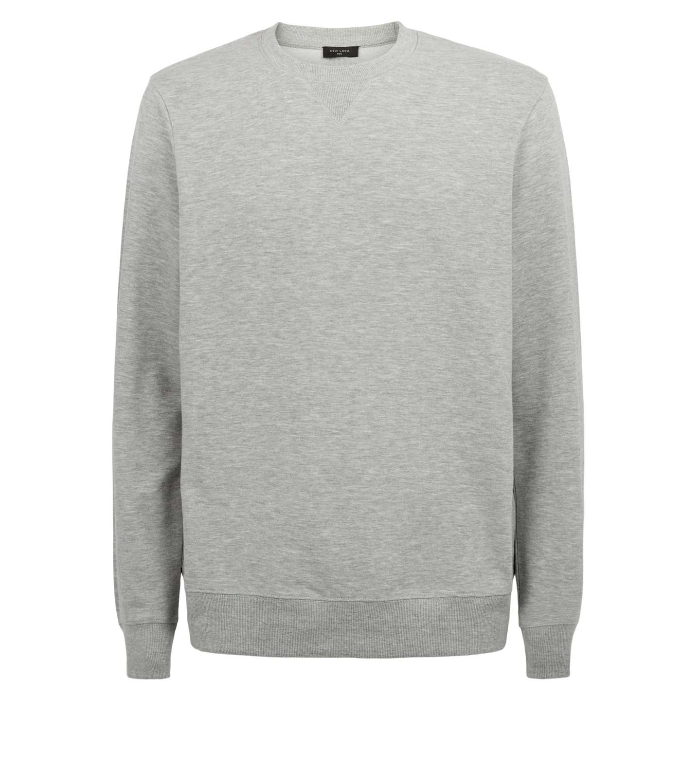Grey Marl Plain Crew Sweatshirt Image 4