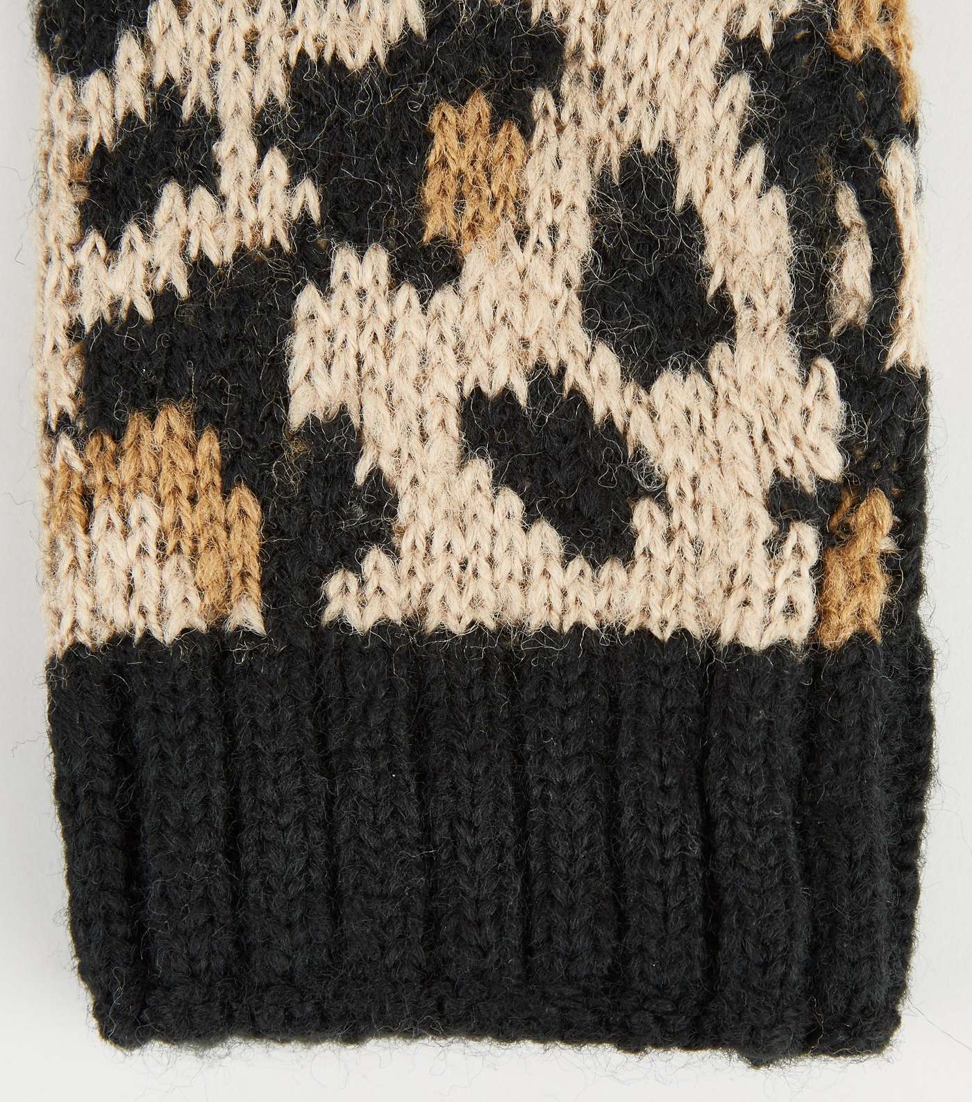 Brown Leopard Print Knit Arm Warmers Image 2