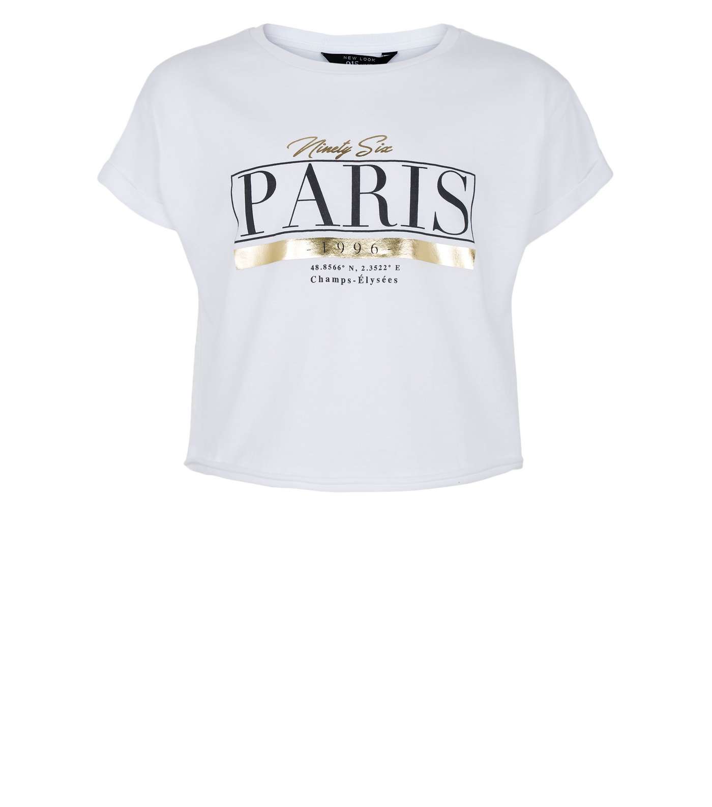 Girls White Paris Metallic Slogan T-Shirt Image 4