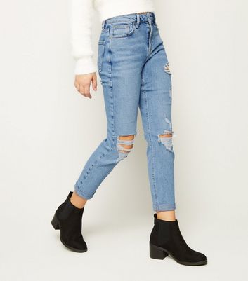 ripped stretch mom jeans