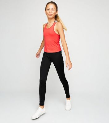 Girls Legging de sport noir d tails en tulle New Look