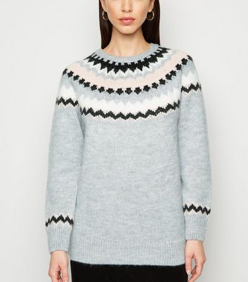 womens grey fair isle sweater