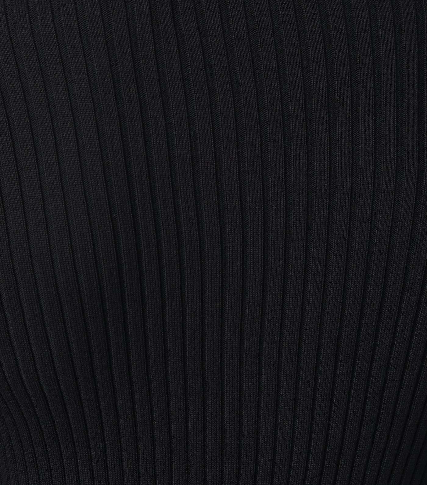 Black Ribbed Knit Ring Belted Midi Dress Image 5