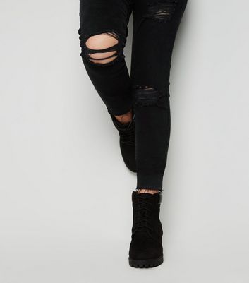 new look black ripped skinny jeans