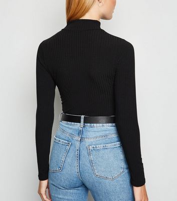 black long sleeve turtleneck jumpsuit