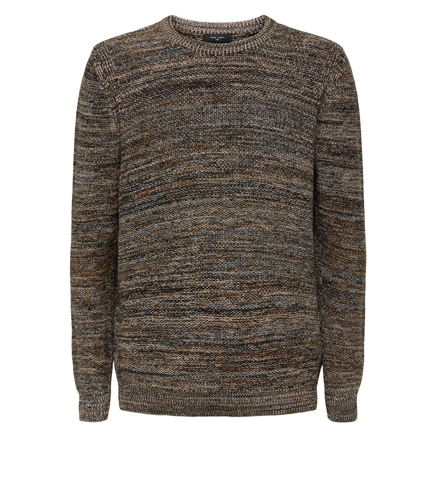 Brown Space Dye Knit Crew Neck Jumper Image 4