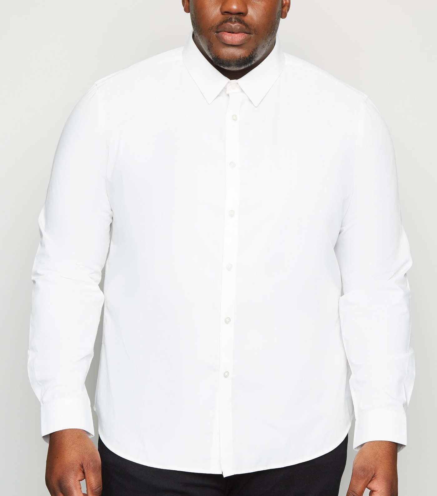 Plus Size White Poplin Long Sleeve Shirt 
