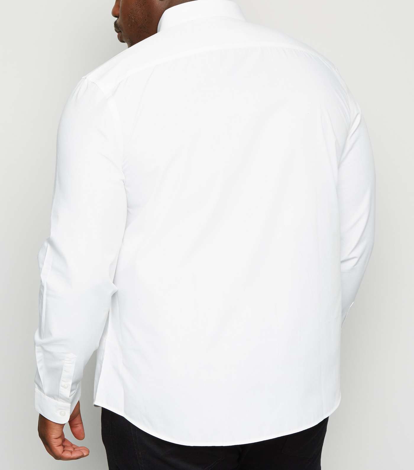 Plus Size White Poplin Long Sleeve Shirt  Image 3