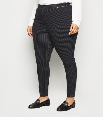 black pinstripe skinny trousers