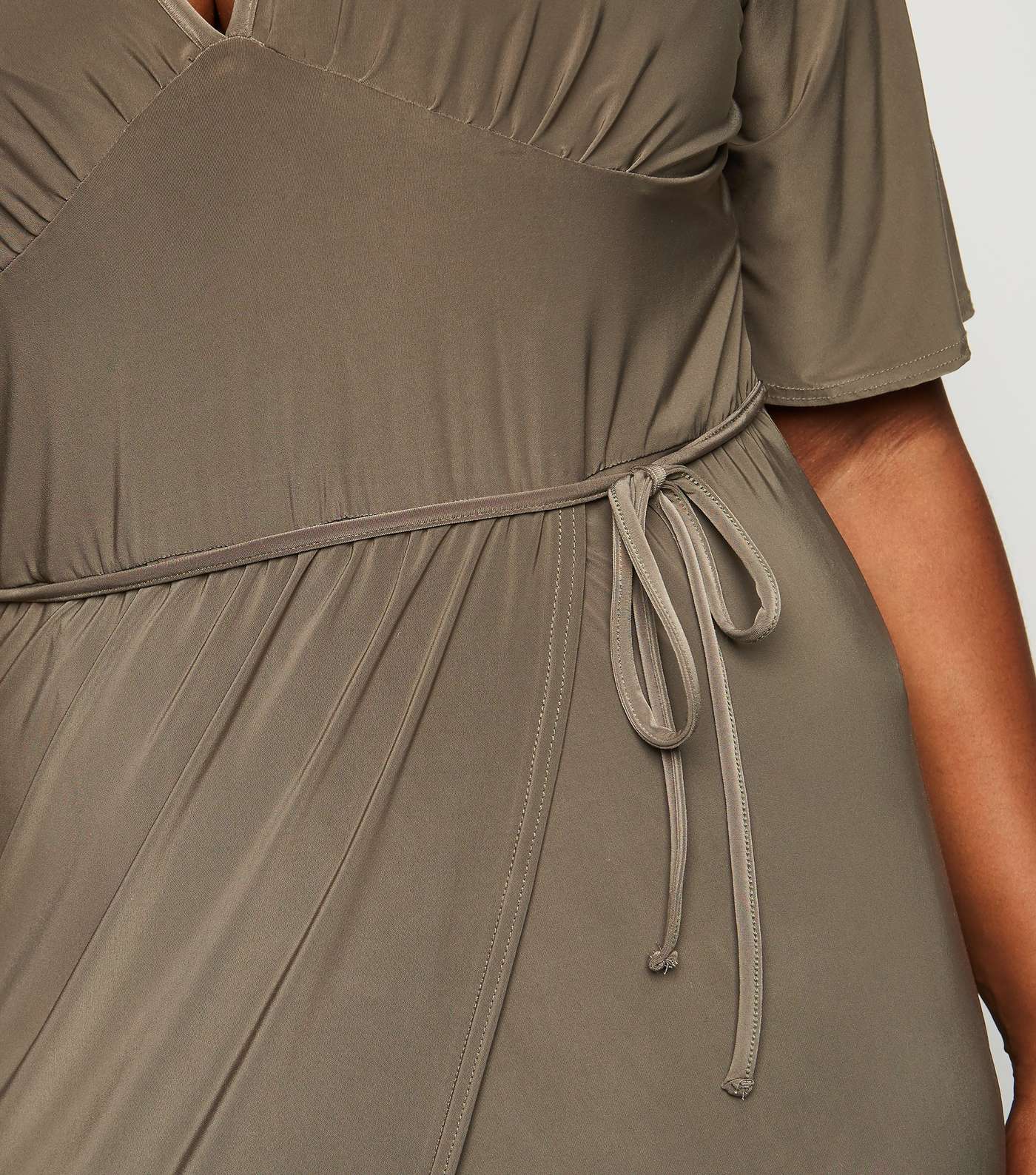 Just Curvy Khaki Wrap Midi Dress Image 4