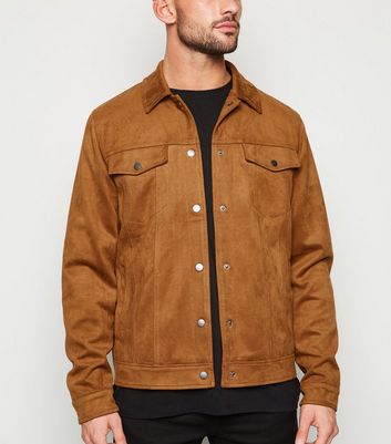 Tan Suedette Trucker Jacket New Look