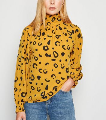 yellow leopard print blouse