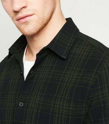 Image of Khaki Check Long Sleeve Shirt New Look