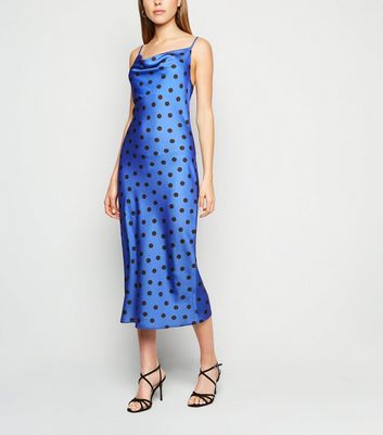 blue midi slip dress