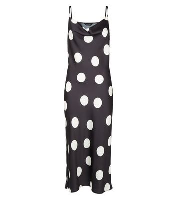 white polka dot slip dress