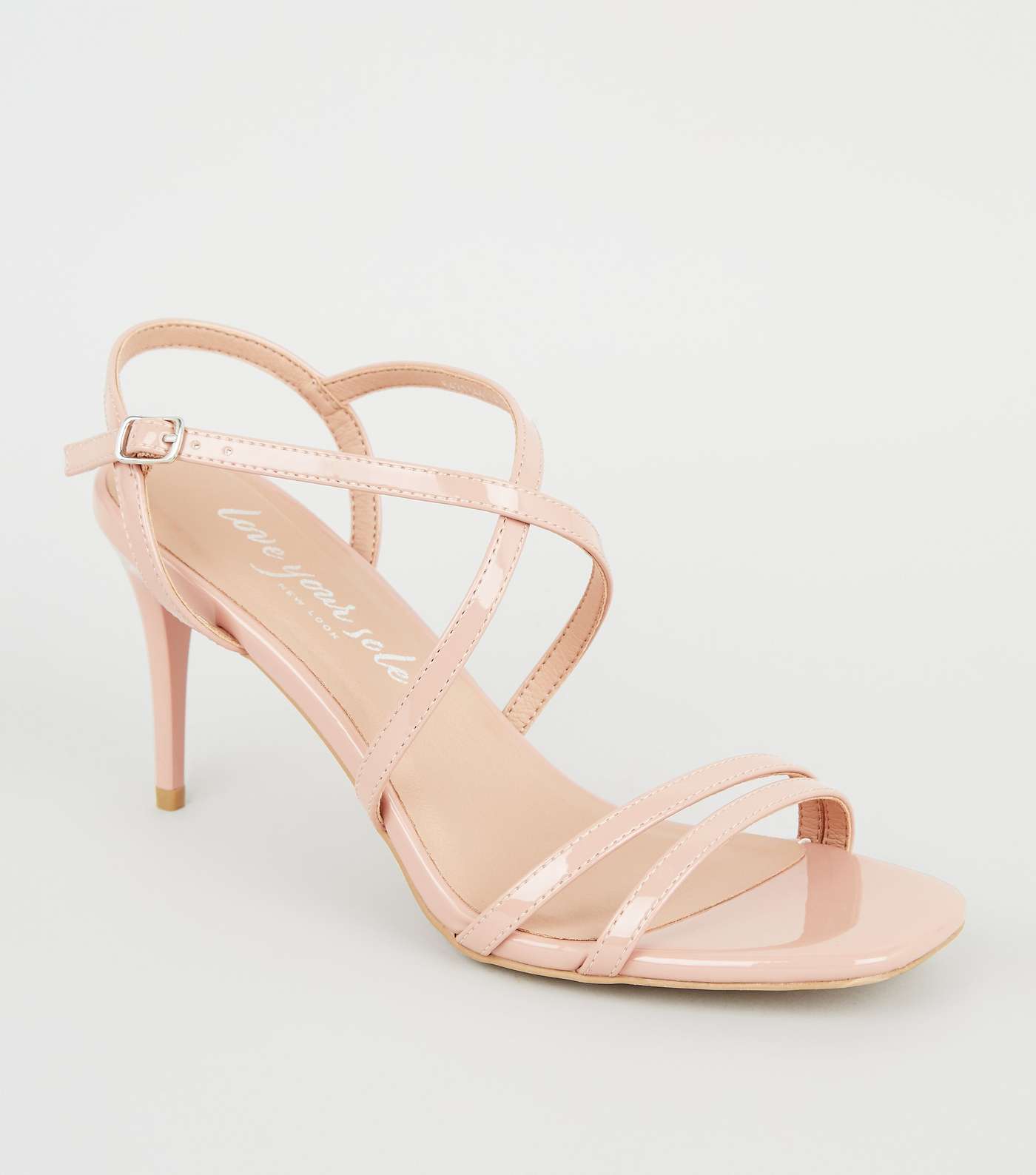 Pale Pink Patent Strappy Stiletto Sandals