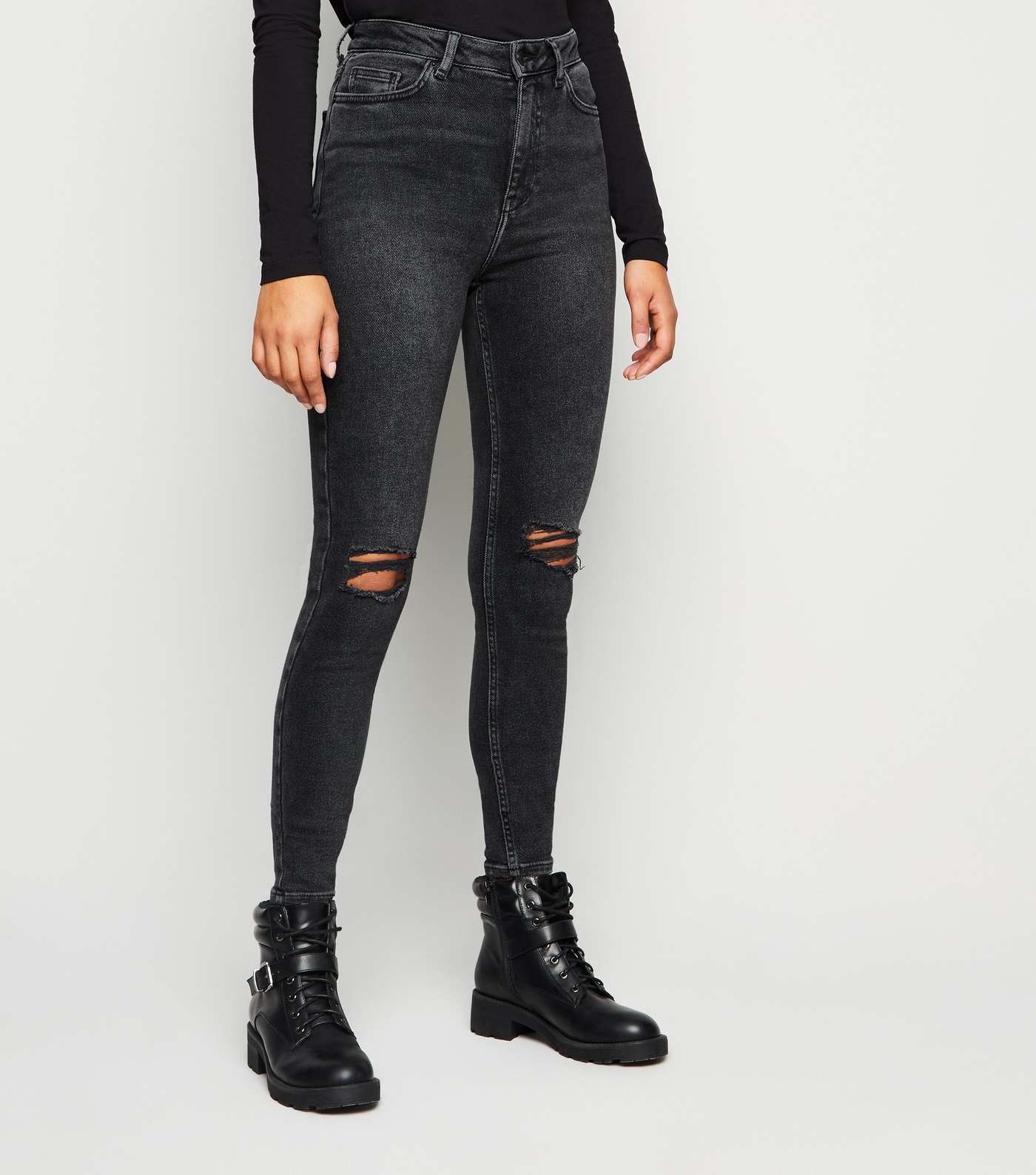Black Ripped Hallie Super Skinny Jeans Image 2