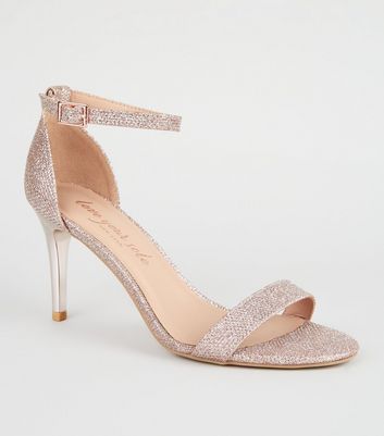 Rose Gold Glitter 2-Part Stiletto Heels | New Look