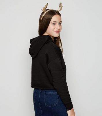 Girls Black Sloth Christmas Hoodie 