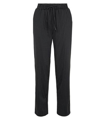 black pinstripe joggers