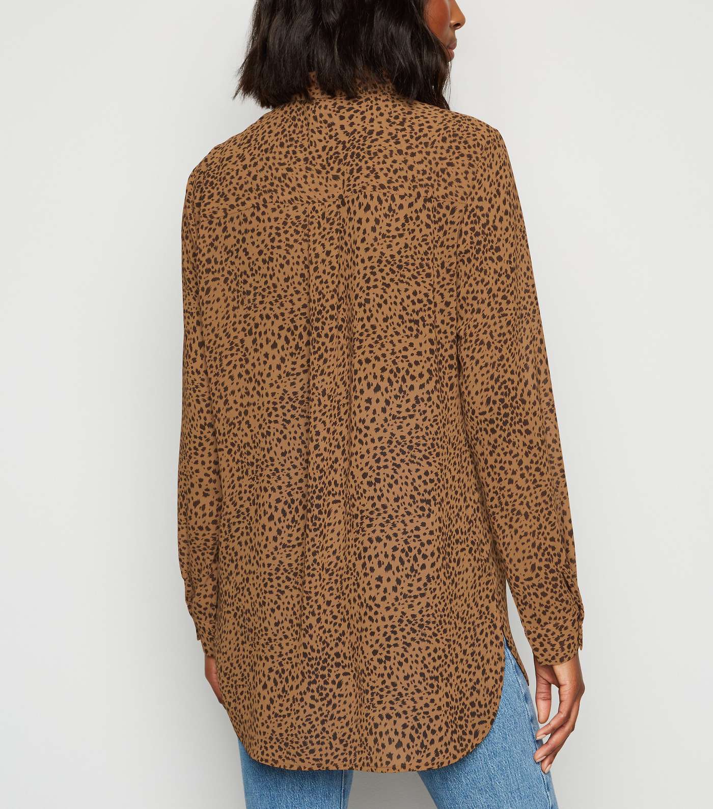 Brown Leopard Print Chiffon Shirt  Image 3