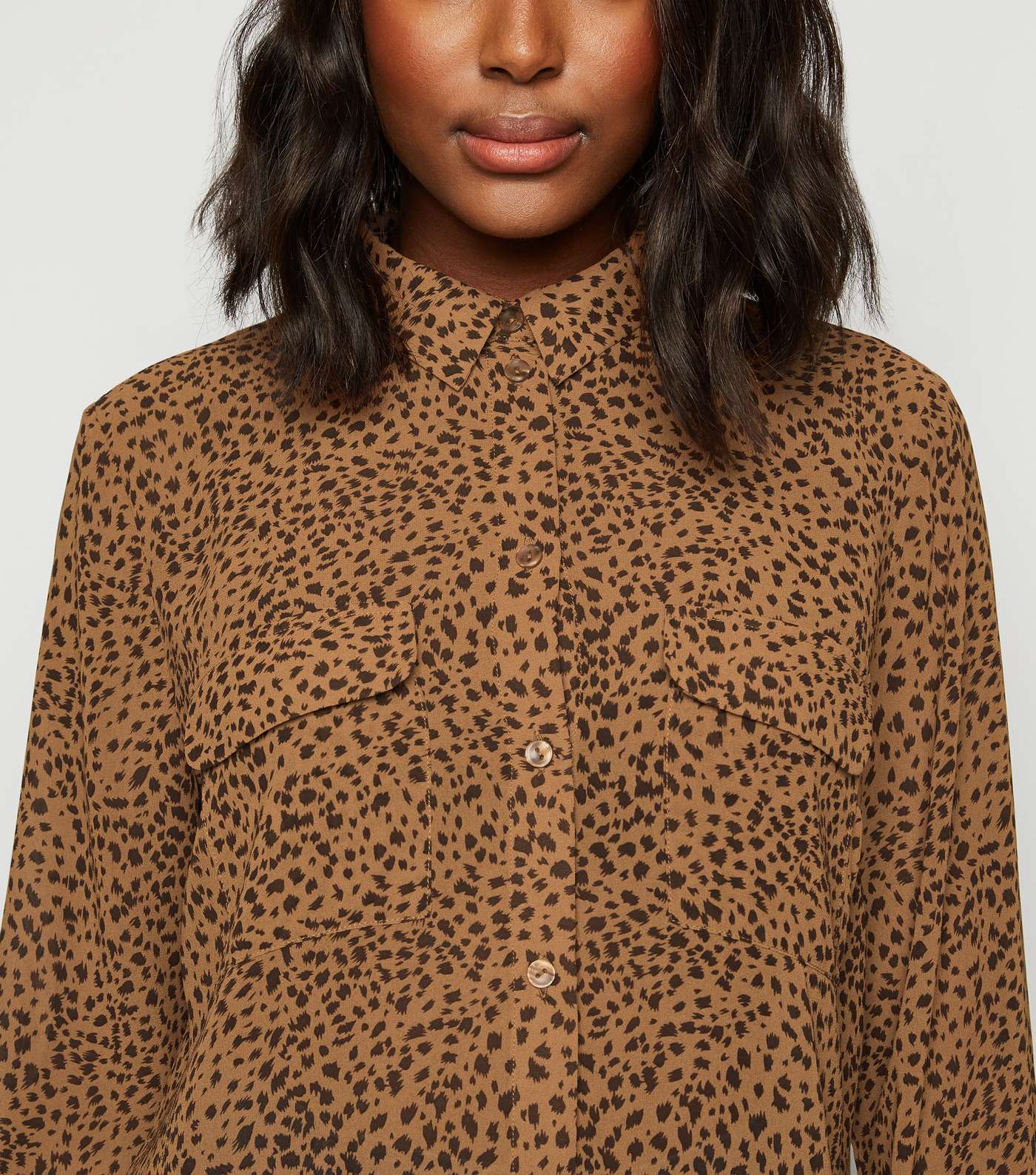 Brown Leopard Print Chiffon Shirt  Image 5