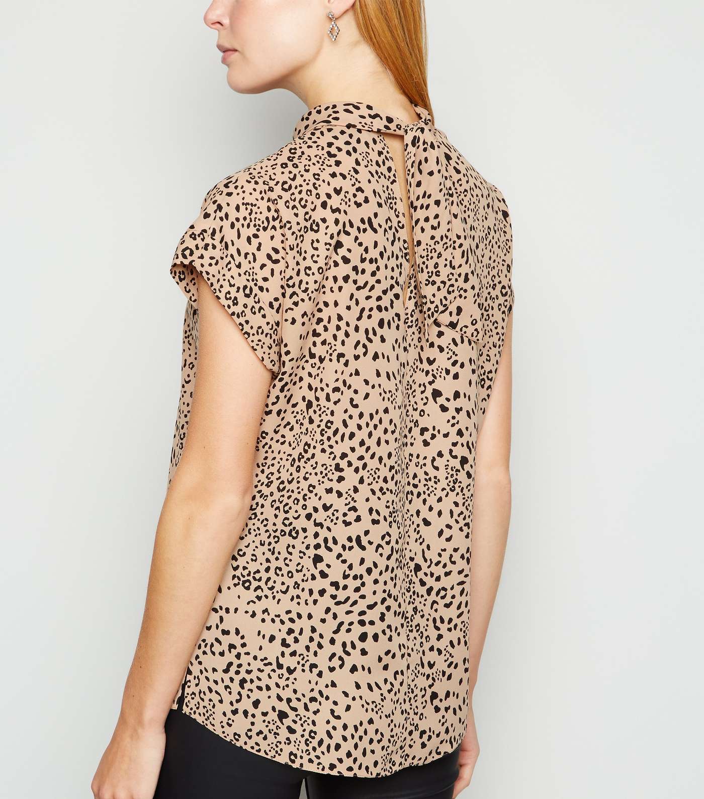Camel Leopard Print High Neck Blouse Image 3