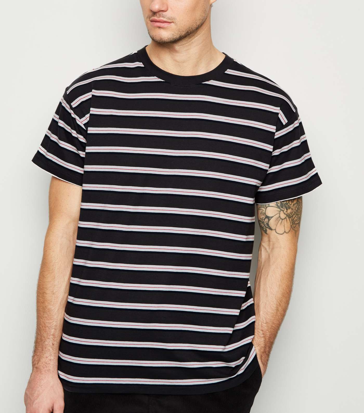 Dark Grey Stripe Oversized T-Shirt