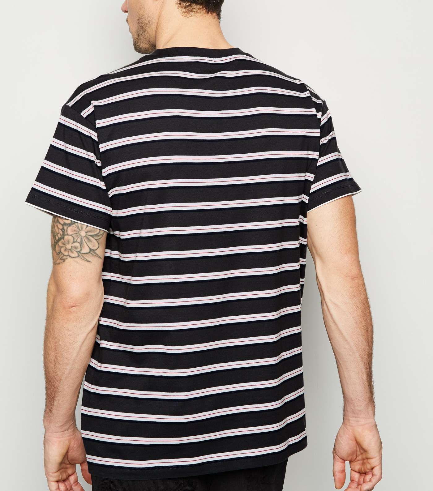 Dark Grey Stripe Oversized T-Shirt Image 3