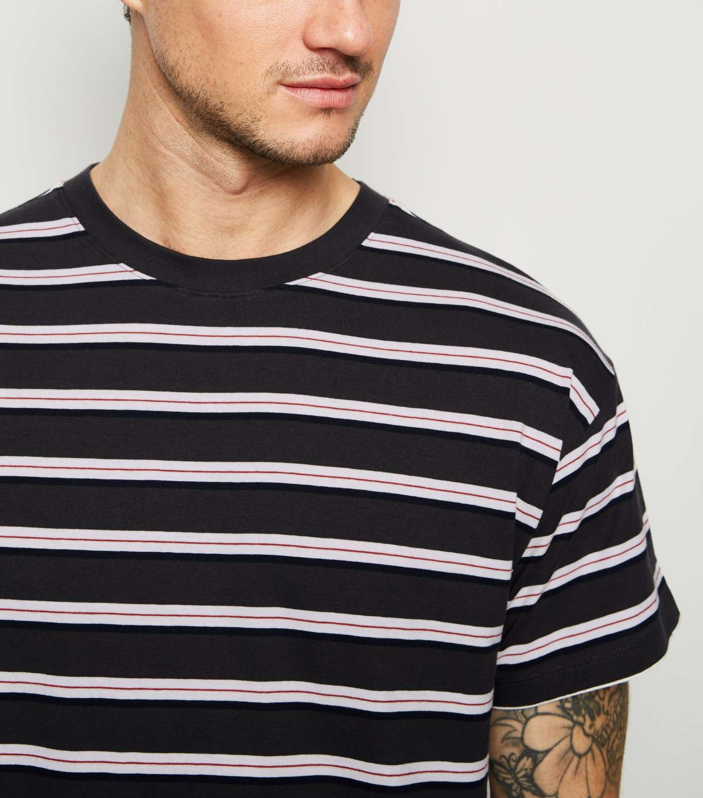 Dark Grey Stripe Oversized T-Shirt Image 5