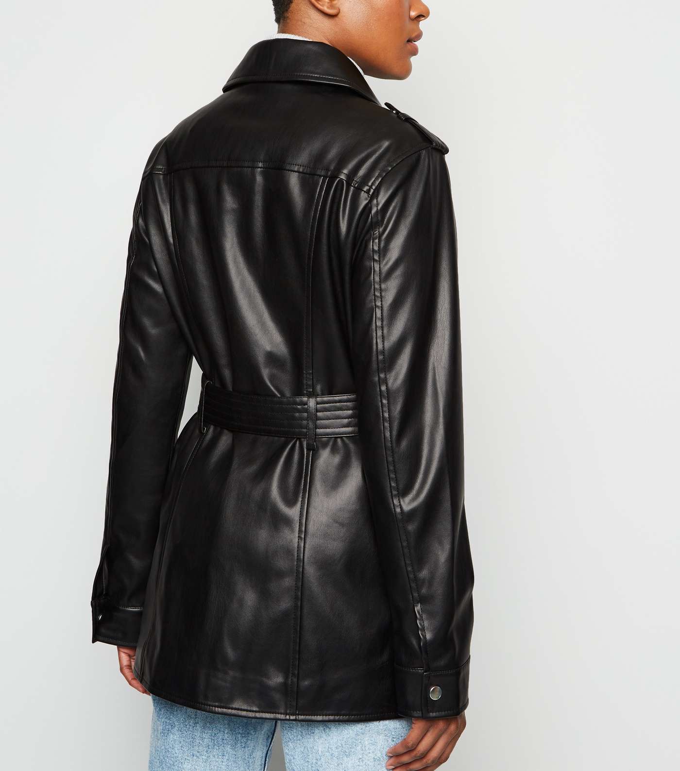 Cameo Rose Black Leather-Look Utility Jacket Image 3