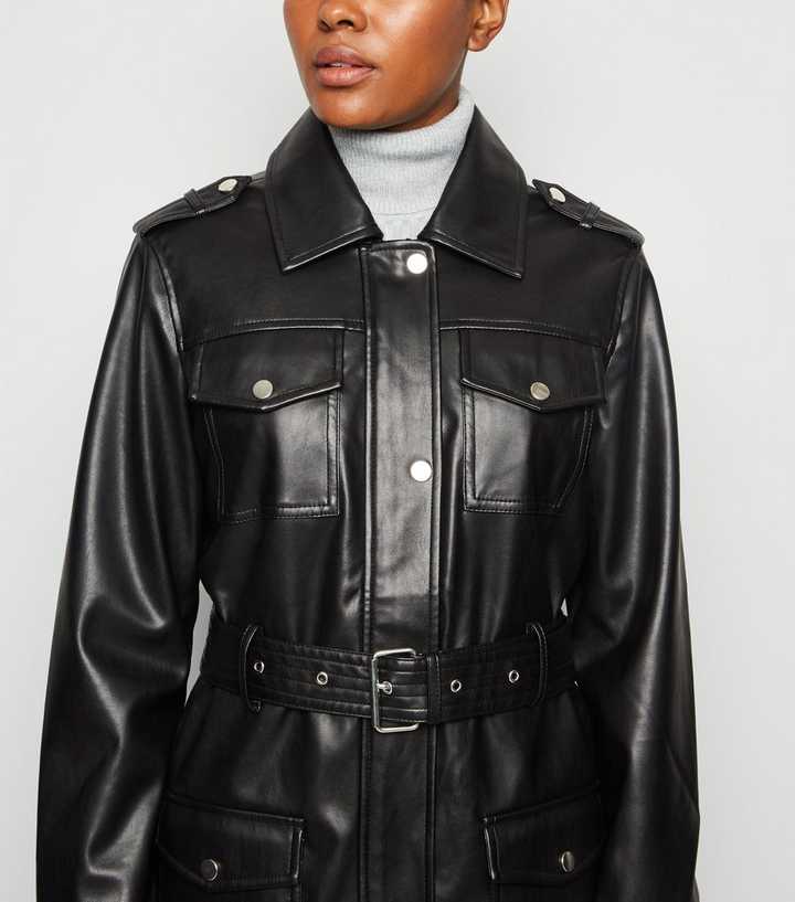 faux leather utility jacket