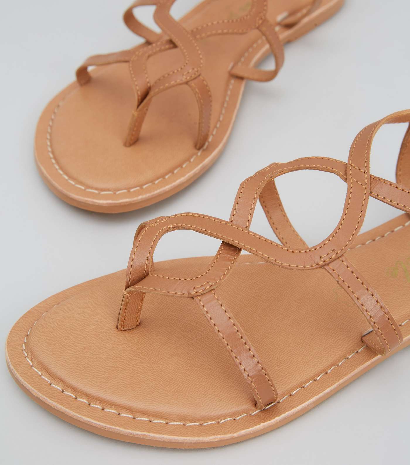 Tan Leather Twist Strappy Sandals Image 4