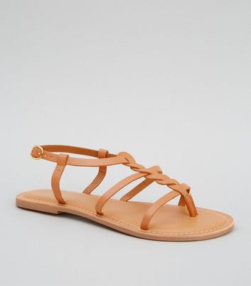 wide fit tan leather sandals