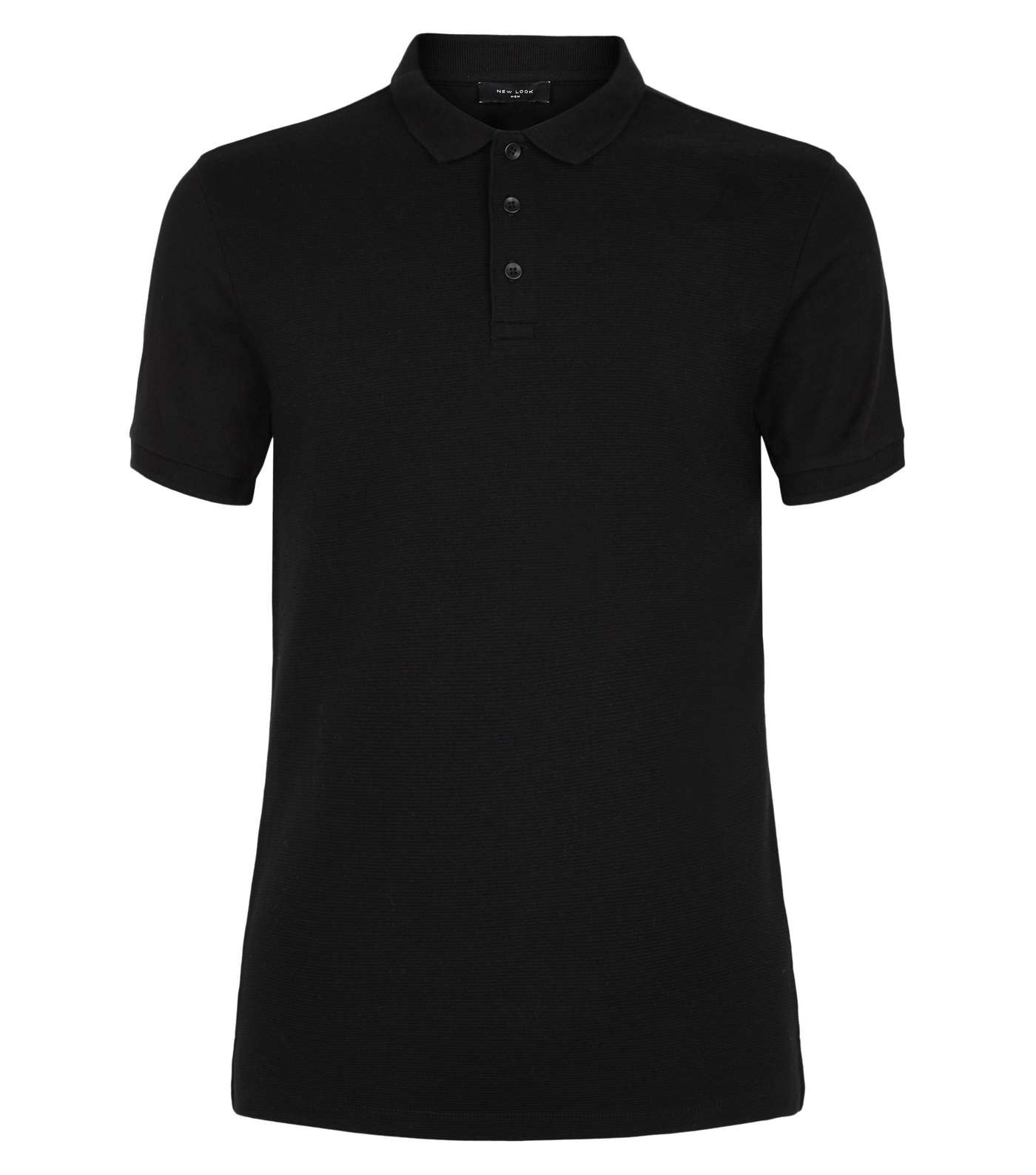 Black Ribbed Polo Shirt Image 4