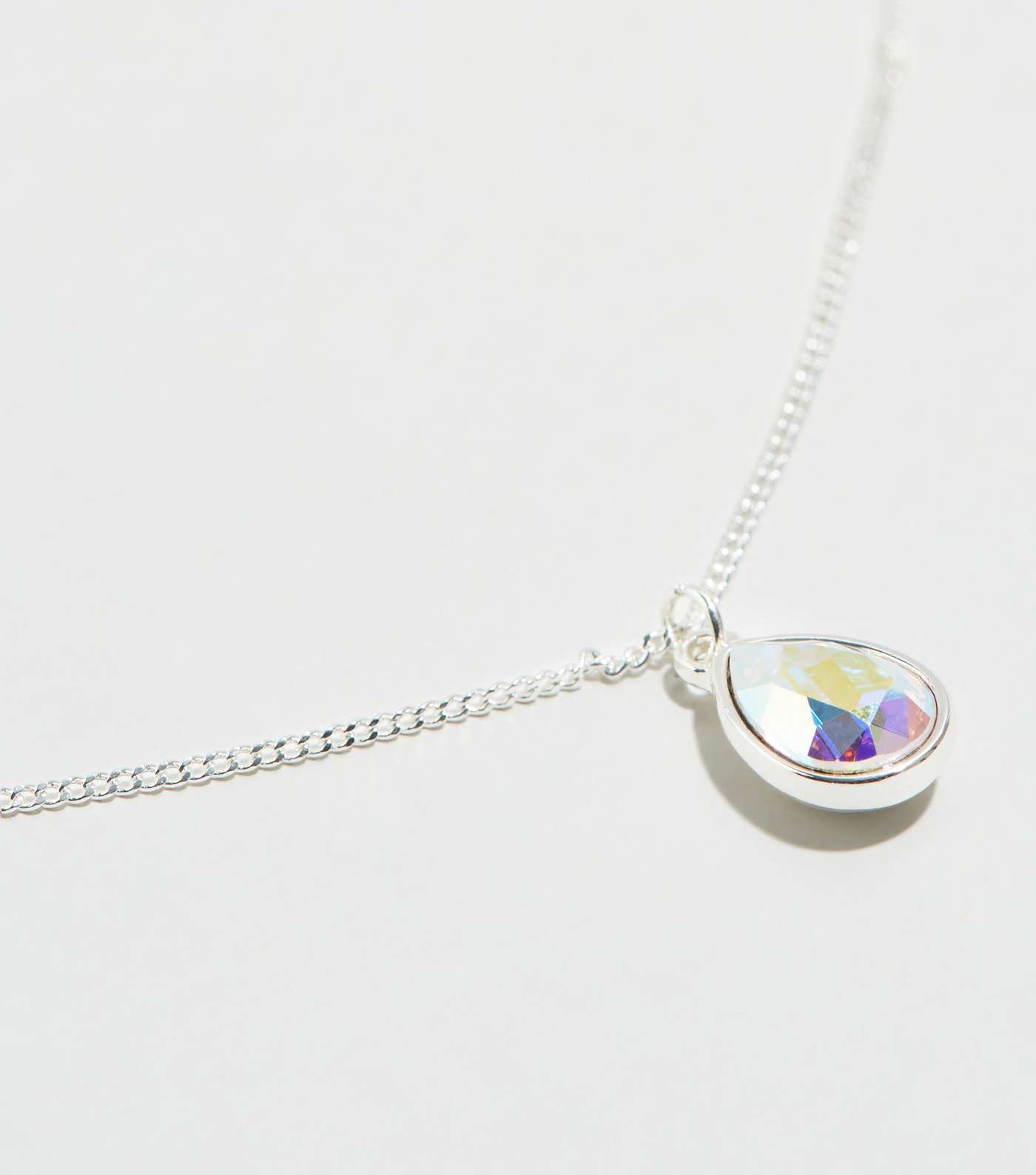 Silver Teardrop Pendant Necklace with Crystals from Swarovski® Image 3