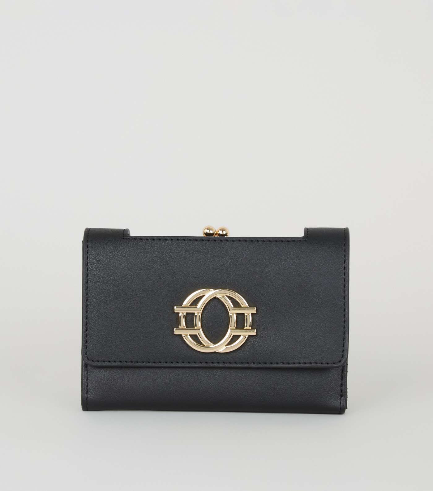 Black Leather-Look Double Circle Purse