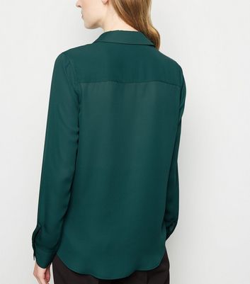 Dark Green Long Sleeve Shirt | New Look