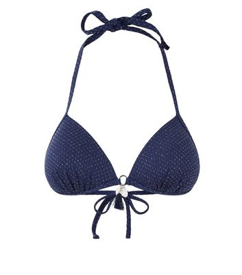 navy triangle bikini